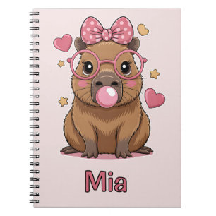 Schattige Capybara met Bril en Kauwgom Notitieboek