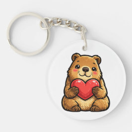Schattige Capybara met Hart Kawaii Capybara Sleute Sleutelhanger