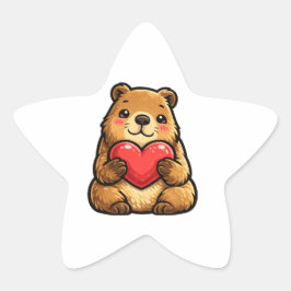 Schattige Capybara met Hart Kawaii Capybara Ster  Sticker