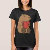 Schattige Capybara met Hart Knuffelen Valentijn T-shirt (Voorkant)