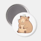 Schattige Capybara met Madeliefje Kawaii Ontwerp Magneet (Voorkant / Achterkant)