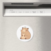 Schattige Capybara met Madeliefje Kawaii Ontwerp Magneet (Insitu (Vaatwasser))