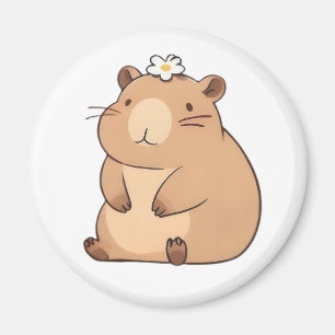 Schattige Capybara met Madeliefje Kawaii Ontwerp Magneet
