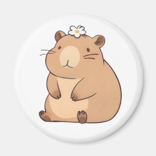 Schattige Capybara met Madeliefje Kawaii Ontwerp Magneet (Voorkant)