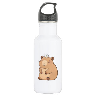 Schattige Capybara met Madeliefje Kawaii Ontwerp Waterfles