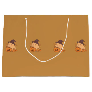Schattige Capybara met Pompoen Geschenkzak | Groot Cadeauzakje