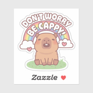 Schattige Capybara Met Regenboog Geen Zorg Wees Ca Sticker