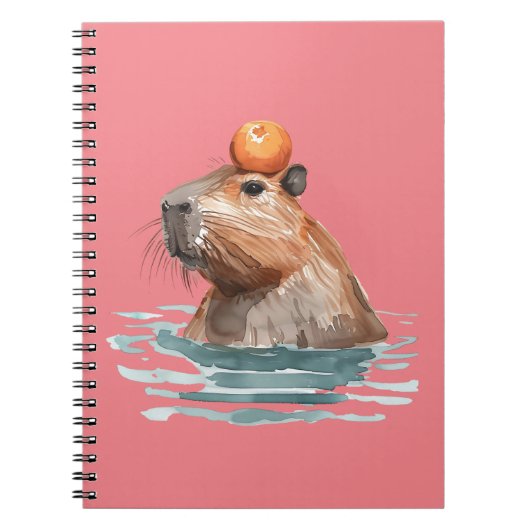Schattige Capybara Met Sinaasappel Notitieboek (Voorkant)