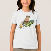 Schattige Capybara op Schildpad de Grappige Dier Tri-Blend Shirt (Voorkant)