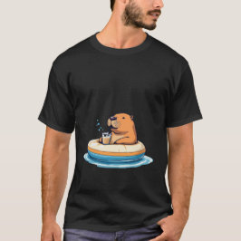 Schattige capybara op zwembad drijver drinkend bub t-shirt