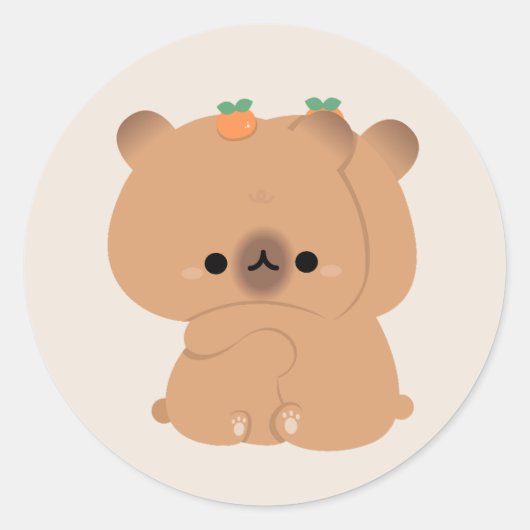 Schattige Capybara-paar Ronde Sticker (Voorkant)