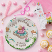 Schattige Capybara Pool Party Papieren Bordje (Feest)