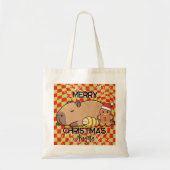 Schattige Capybara Prettig Kerstmis Naam Tote Bag (Voorkant)