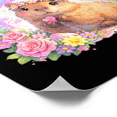 Schattige Capybara Regenboog Bloem Grappig voor Ma Poster (Hoek)