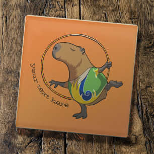 Schattige Capybara Ritme Gymnastiek Hoepel Cartoon Glazen Onderzetter