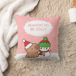 Schattige Capybara & Snowman Kussen