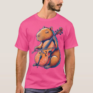 Schattige Capybara speelt cello Capybaras musicus T-shirt