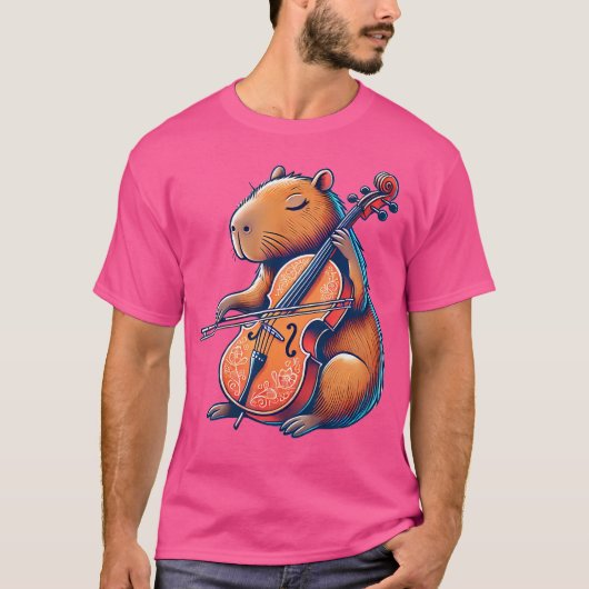 Schattige Capybara speelt cello Capybaras musicus T-shirt (Voorkant)