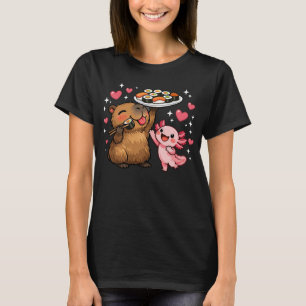 Schattige Capybara Sushi Rol En Axolotl Grappig T-shirt