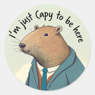 Schattige Capybara Tweed Suit Round Sticker