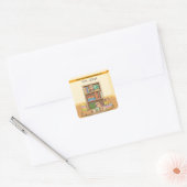 Schattige Capybara Uit De Bibliotheek Van Docent Vierkante Sticker (Envelop)