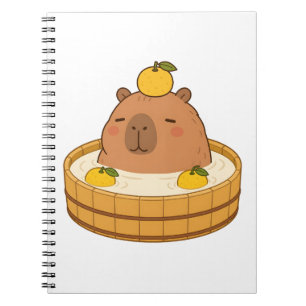 Schattige capybara yuzu bad onsen kawaii notitiebo notitieboek