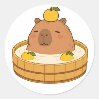 Schattige Capybara Yuzu Bad Onsen Kawaii Sticker