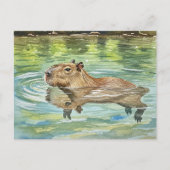 Schattige Capybara Zwemmen Briefkaart (Voorkant)
