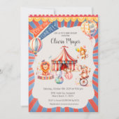 Schattige  Carnaval Circus Baby shower Kaart (Voorkant)