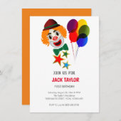 Schattige Carnaval Circus Clown Eerste Verjaardag  Kaart (Voorkant / Achterkant)