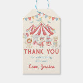 Schattige Carnaval Circus & Dieren Verjaardag Dank Cadeaulabel (Voorkant)
