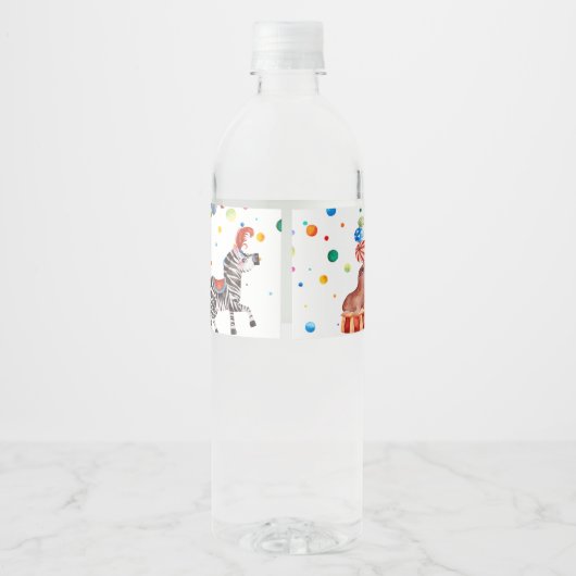 Schattige Carnaval Circus Kids Verjaardagsfeest Waterfles Etiket (Achterkant)
