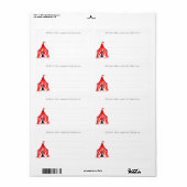 Schattige Carnaval Circus Rood Grote Top Tent Kind Etiket (Full Sheet)