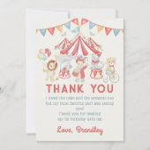 Schattige Carnaval Circus Show Verjaardag Dank u k Bedankkaart (Voorkant)