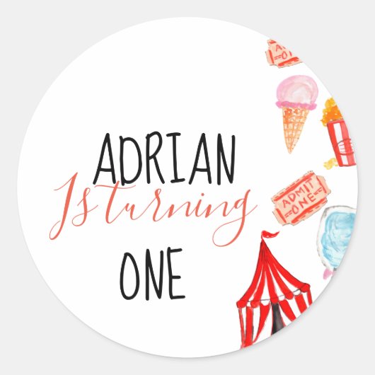 Schattige carnaval verjaardagsfeestje envelop zege ronde sticker (Voorkant)
