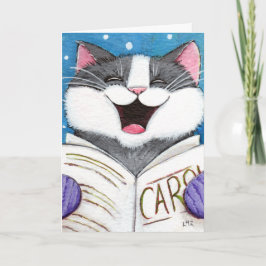 Schattige Carol Zingende Kat Kerst Kaart