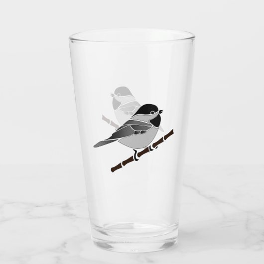 Schattige Carolina Chickadee Cartoon Glas (Achterkant)