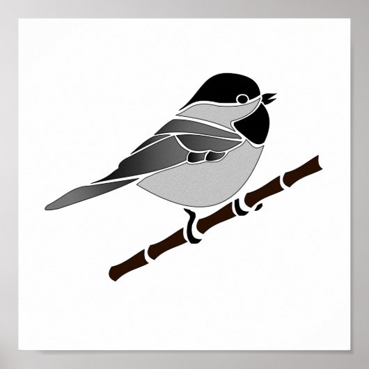 Schattige Carolina Chickadee Cartoon Poster (Voorkant)