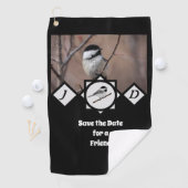Schattige Carolina Chickadee Monogram Foto Golfhanddoek (Insitu)