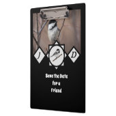 Schattige Carolina Chickadee Monogram Foto Klembord (Links)