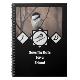 Schattige Carolina Chickadee Monogram Foto Notitieboek