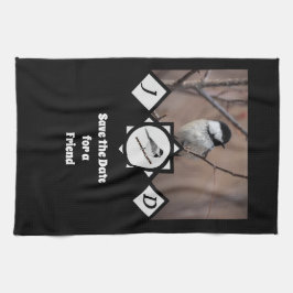 Schattige Carolina Chickadee Monogram Foto Theedoek
