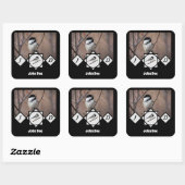 Schattige Carolina Chickadee Monogram Foto Vierkante Sticker (Vel)