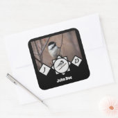 Schattige Carolina Chickadee Monogram Foto Vierkante Sticker (Envelop)