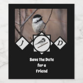 Schattige Carolina Chickadee Monogram Foto Wijn Etiket (Enkel label)