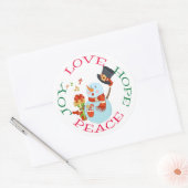 Schattige Caroling Snowman Hope Christmas Ronde Sticker (Envelop)