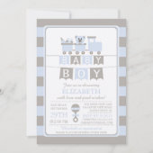 Schattige Carriage Beer Boy Baby shower Uitnodigin Kaart (Voorkant)