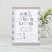 Schattige Carriage Beer Boy Baby shower Uitnodigin Kaart (Staand voorkant)