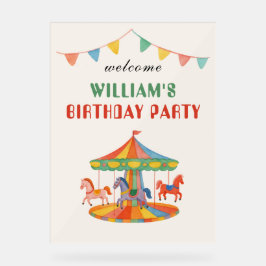 Schattige Carrouselverjaardag Acryl Bord