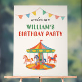 Schattige Carrouselverjaardag Acryl Bord (Neutraal)